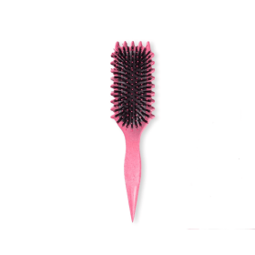 Curl Defining Brush,Boar Bristle Hair Brush Styling Brush for detangling,combing and shaping men and women,curls to reduce pulling and curl separation (Color: Pink)